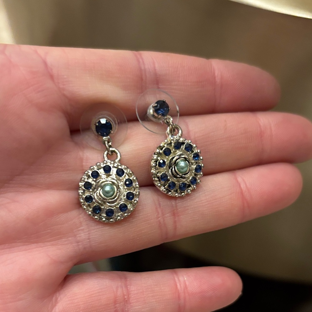 Silver Tone Blue stone Earrings